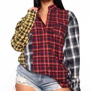 I wanna know plaid tunic - red/combo